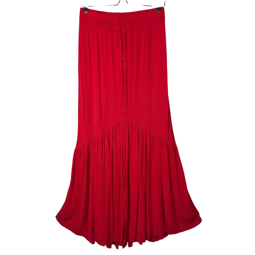 NWT Hiatus Red Pleated Flowy Maxi Skirt M